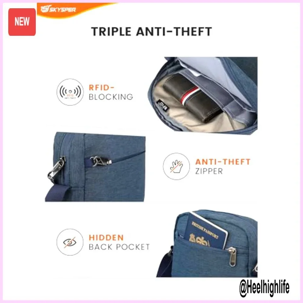 Small Anti-Theft Crossbody Bag RFID Sling Travel Purse Shoulder Bag